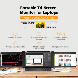 10.1-inch triple portable monitor for laptop full hd ips dual monitor screens extender ips