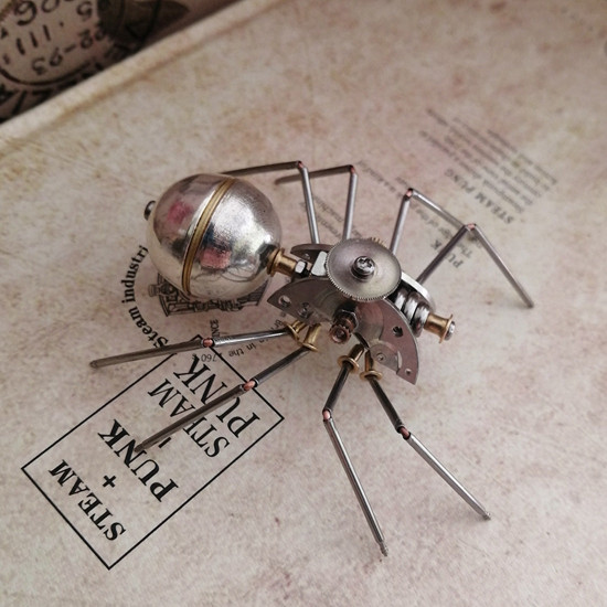 3d metal mechanical steampunk spider model crafts ornament
