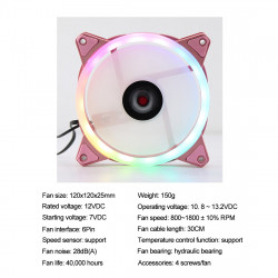 pink ultra quiet case fan for cpu coolers